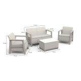 Set Salotto da Esterno Beige 4 Posti un Tavolino, Resistente ai Raggi uv Impermeabile - Grafton