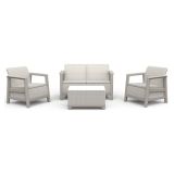 Set Salotto da Esterno Beige 4 Posti un Tavolino, Resistente ai Raggi uv Impermeabile - Grafton