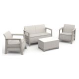 Set Salotto da Esterno Beige 4 Posti un Tavolino, Resistente ai Raggi uv Impermeabile - Grafton