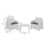 Set Salotto da Esterno Bianco 2 Posti un Tavolino, Cuscini Inclusi - Rosta