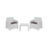 Set Salotto da Esterno Bianco 2 Posti un Tavolino, Cuscini Inclusi - Rosta