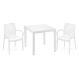 Set Salotto da Esterno Bianco 2 Posti un Tavolino, Impermeabile Idrorepellente Made in Italy - Matali