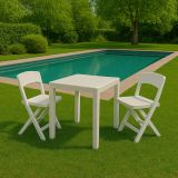 Set Salotto da Esterno Bianco 2 Posti un Tavolino, Impermeabile Made in Italy - Sanzeno