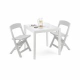 Set Salotto da Esterno Bianco 2 Posti un Tavolino, Impermeabile Made in Italy - Sanzeno