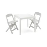 Set Salotto da Esterno Bianco 2 Posti un Tavolino, Impermeabile Made in Italy - Sanzeno