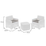 Set Salotto da Esterno Bianco 2 Posti un Tavolino, Made in Italy - Ari