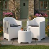 Set Salotto da Esterno Bianco 2 Posti un Tavolino, Made in Italy - Artax