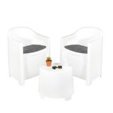Set Salotto da Esterno Bianco 2 Posti un Tavolino, Made in Italy - Artax