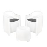 Set Salotto da Esterno Bianco 2 Posti un Tavolino, Made in Italy - Artax