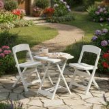 Set Salotto da Esterno Bianco 2 Posti un Tavolino, Made in Italy - Cassville