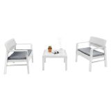 Set Salotto da Esterno Bianco 2 Posti un Tavolino, Made in Italy - Floritan