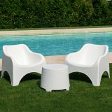 Set Salotto da Esterno Bianco 2 Posti un Tavolino, Tavolo Tavolino - Cormons