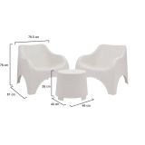 Set Salotto da Esterno Bianco 2 Posti un Tavolino, Tavolo Tavolino - Cormons