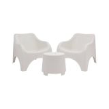 Set Salotto da Esterno Bianco 2 Posti un Tavolino, Tavolo Tavolino - Cormons