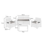 Set Salotto da Esterno Bianco 4 Posti un Tavolino, Cuscini Inclusi - Covo