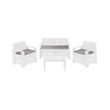 Set Salotto da Esterno Bianco 4 Posti un Tavolino, Cuscini Inclusi - Covo