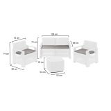 Set Salotto da Esterno Bianco 4 Posti un Tavolino, Cuscini Inclusi - Triulzi