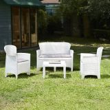 Set Salotto da Esterno Bianco 4 Posti un Tavolino, Impermeabile Idrorepellente - Alesandro
