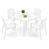 Set Salotto da Esterno Bianco 4 Posti un Tavolino, Impermeabile Idrorepellente Made in Italy - Mataga