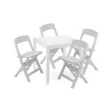 Set Salotto da Esterno Bianco 4 Posti un Tavolino, Impermeabile Made in Italy - Sanzeno