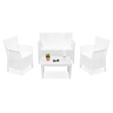 Set Salotto da Esterno Bianco 4 Posti un Tavolino, Made in Italy - Lasca