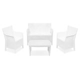 Set Salotto da Esterno Bianco 4 Posti un Tavolino, Made in Italy - Lasca