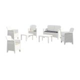 Set Salotto da Esterno Bianco Bianco 6 Posti 2 Tavolini, Beige Made in Italy - Curno