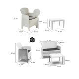 Set Salotto da Esterno Bianco Bianco 6 Posti 2 Tavolini, Beige Made in Italy - Curno
