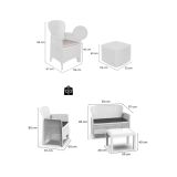 Set Salotto da Esterno Bianco Bianco 6 Posti 2 Tavolini, Impermeabile Idrorepellente Made in Italy - Dervio