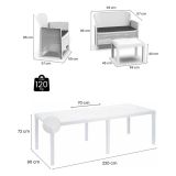 Set Salotto da Esterno Bianco Bianco Salottino 4 Posti, Tavolo 10 Posti Posti un Tavolino, Impermeabile Idrorepellente Made in Italy - Domaso