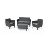 Set salotto da esterno Butera, Salottino outdoor, Set da balcone o giardino, Composizione soggiorno per esterni, 133x67 h76 cm, Antracite