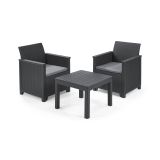 Set salotto da esterno Caluso, Salottino outdoor, Set da balcone o giardino, Composizione soggiorno per esterni, 65x63 h74 cm, Antracite