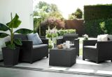 Set salotto da esterno Capalbio, Salottino outdoor da balcone o giardino, Set soggiorno per esterni, Antracite, Sofà 2 posti