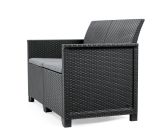 Set salotto da esterno Capalbio, Salottino outdoor da balcone o giardino, Set soggiorno per esterni, Antracite, Sofà 2 posti