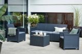 Set salotto da esterno Capalbio, Salottino outdoor da balcone o giardino, Set soggiorno per esterni, Antracite, Sofà 3 posti