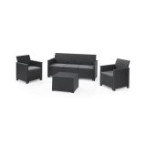 Set salotto da esterno Capalbio, Salottino outdoor da balcone o giardino, Set soggiorno per esterni, Antracite, Sofà 3 posti