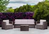 Set salotto da esterno Cerere, Salottino outdoor, Set da balcone o giardino, Composizione soggiorno per esterni, Made in Italy, Marrone
