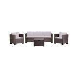 Set salotto da esterno Cerere, Salottino outdoor, Set da balcone o giardino, Composizione soggiorno per esterni, Made in Italy, Marrone