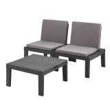 Set salotto da esterno Cervia, Set da giardino con 2 sedute con schienale ed 1 modulo multifunzione, Salottino con cuscini, 100% Made in Italy, Antracite