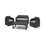 Set salotto da esterno Cortona, Salottino outdoor, Set da balcone o giardino, Composizione soggiorno per esterni, 129x62 h77 cm, Antracite