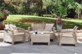 Set salotto da esterno Dolcedo, Salottino outdoor, Set da balcone o giardino, Composizione soggiorno per esterni, 128x70 h79 cm, Beige
