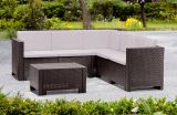 Set salotto da esterno Encelado, Salottino outdoor, Set da balcone o giardino, Composizione soggiorno per esterni, Made in Italy, Marrone