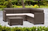 Set salotto da esterno Eris, Salottino outdoor, Set da balcone o giardino, Composizione soggiorno per esterni, Made in Italy, Tortora