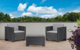Set salotto da esterno Ganimede, Salottino outdoor, Set da balcone o giardino, Composizione soggiorno per esterni, Made in Italy, Antracite
