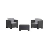 Set salotto da esterno Ganimede, Salottino outdoor, Set da balcone o giardino, Composizione soggiorno per esterni, Made in Italy, Antracite