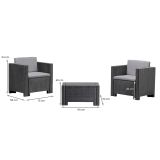 Set salotto da esterno Ganimede, Salottino outdoor, Set da balcone o giardino, Composizione soggiorno per esterni, Made in Italy, Antracite