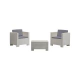 Set salotto da esterno Ganimede, Salottino outdoor, Set da balcone o giardino, Composizione soggiorno per esterni, Made in Italy, Bianco