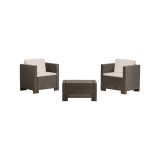 Set salotto da esterno Ganimede, Salottino outdoor, Set da balcone o giardino, Composizione soggiorno per esterni, Made in Italy, Marrone