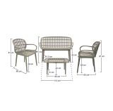 Set salotto da esterno Garda, Salottino outdoor con cuscini, Set da balcone o giardino, Composizione soggiorno per esterni, Made in Italy, Tortora