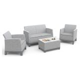 Set Salotto da Esterno Grigio 4 Posti un Tavolino, Resistente ai Raggi uv Impermeabile - Granite